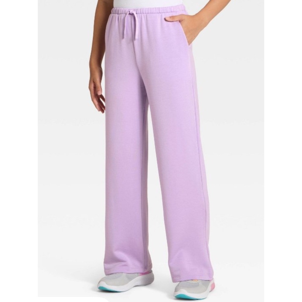 All in Motion Girls Wide Leg Pant Lavender Purple High Rise XS 4/5 NWT